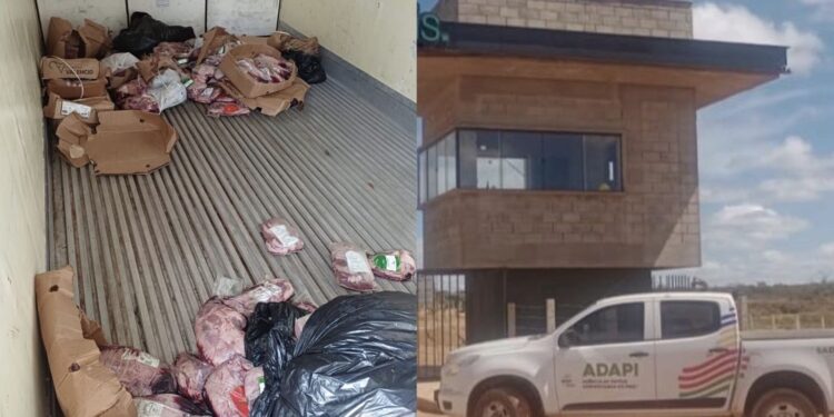 Quase 850 kg de carne de boi vencida são apreendidos em caminhão sem refrigeração no PI